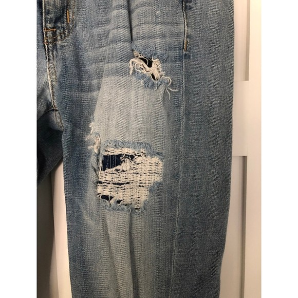 Mossimo Distressed with Inserts Boyfriend Crop Jeans 6 28‎ - Picture 3 of 6
